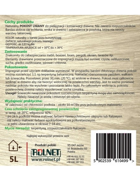 POKOST LNIANY - IMPREGNAT DO ULI DREWNIANYCH - 5L