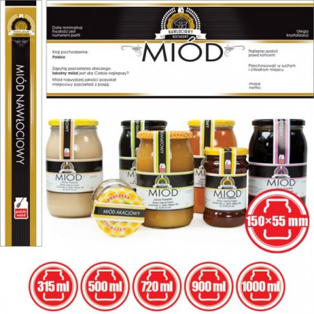 ETYKIETY Z BANDEROLĄ NA MI&Oacute;D NAWŁOCIOWY &ndash; 100 SZT.