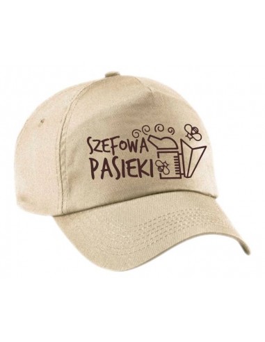 CZAPKA Z DASZKIEM - "SZEFOWA PASIEKI" - BEŻOWA