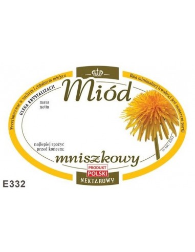 ETYKIETY OWALNE NA MI&Oacute;D MNISZKOWY 92X60 &ndash; 100 SZT.