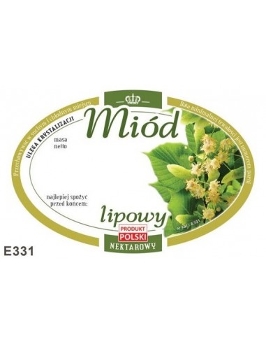 ETYKIETY OWALNE NA MI&Oacute;D LIPOWY 92X60 &ndash; 100 SZT.