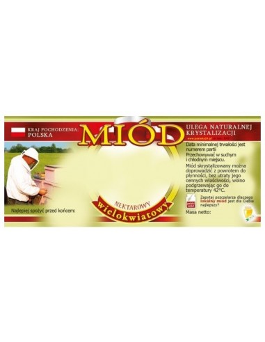 ETYKIETY NA MI&Oacute;D WIELOKWIATOWY 116X50 &ndash; 100 SZT.