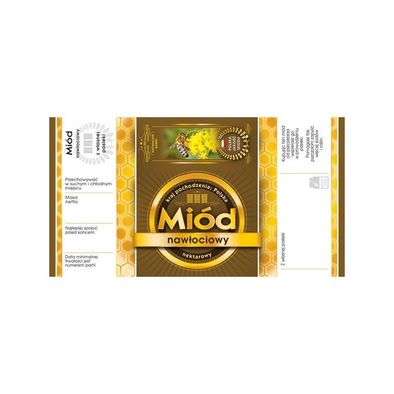 ETYKIETY Z BANDEROLĄ NA MI&Oacute;D NAWŁOCIOWY &ndash; 100 SZT.