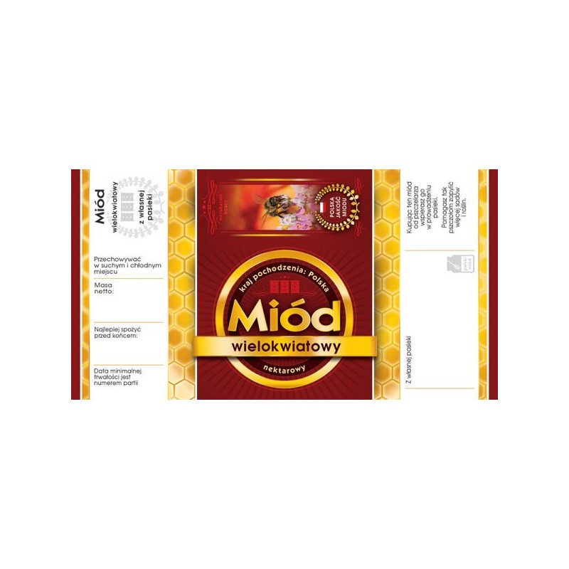 ETYKIETY Z BANDEROLĄ NA MI&Oacute;D WIELOKWIATOWY &ndash;...