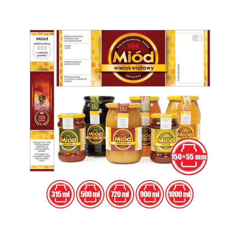 ETYKIETY Z BANDEROLĄ NA MI&Oacute;D WIELOKWIATOWY &ndash;...